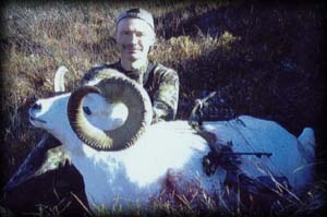 Guide Braun Kopsack with his archery Dall Ram, Sept. 2006.  His 10th taken with a bow